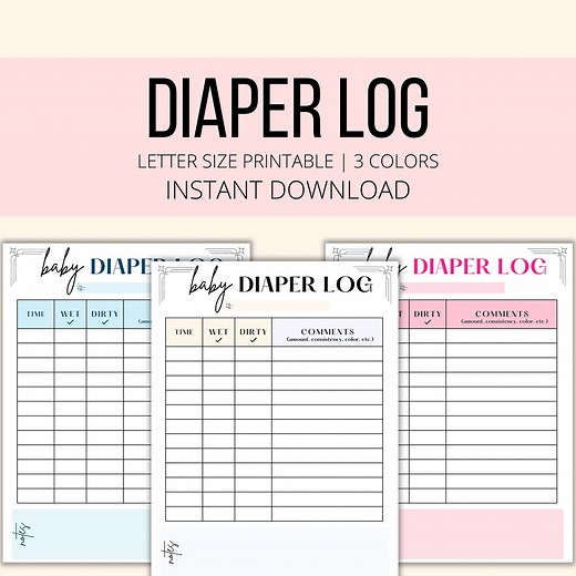 Diaper Log Printable, Baby Diaper Change Tracker Planner PDF, Daily Infant Diaper Changing Log, Newborn Baby Care Diaper Changing Chart - Etsy