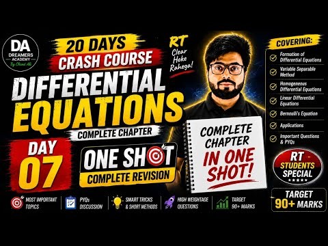 RT 20 Days Crash Course | Day-07 🔥 Differential Equations One Shot | Class 12 Maths