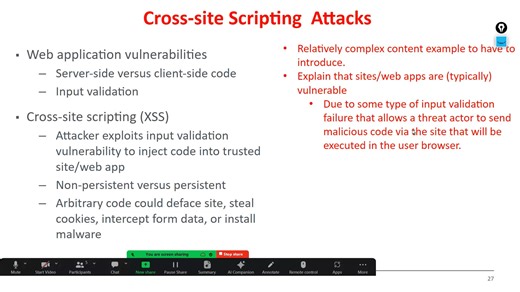 7A-7 Cross Site Scripting and SQL injection attacks