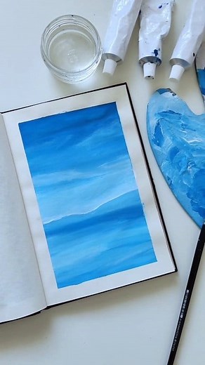Sketchbook 🖌🎨 Szkicownik część 2. #acrylic #aceylicpainting #bluepalette #painting #abstractlandscape #shadesofblue #aesthetic #artreels #sketchbookart #artjournal #szkicownik #obraz #malowanie sketchbook painting, abstract landscape, artwork, aesthetic, art videos, painting | Stanisz Art