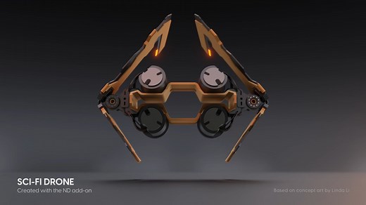 Blender开源插件ND深入（非破坏性科幻硬面建模插件 ND – Non-Destructive Modelling