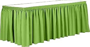Ultimate Textile Pleat Polyester Fabric Table Skirt - Machine Washable, Flame Resistant, Cut & Sewn in NJ, Desk Skirt - Lime, 14' Shirred Pleat x 42" h