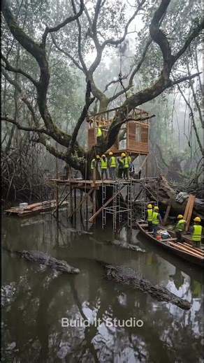 Extreme Construction in a Crocodile Swamp #renovation #restoration #shorts