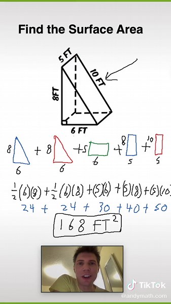 Surface Area of Triangular Prism: Step-by-Step Math Tutorial