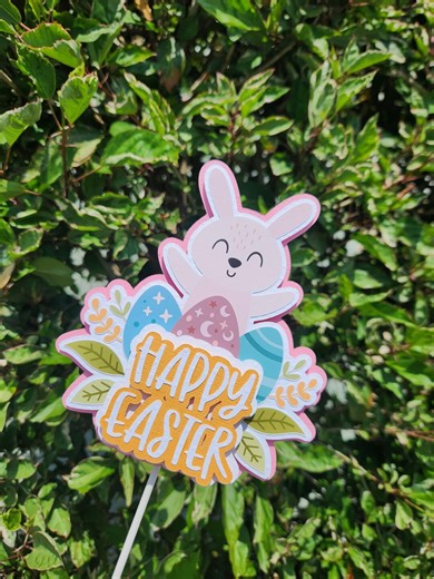 Easter Bunny Cake Topper, Happy Easter Cake Decor, Pastel Bunny Party Decoration, Spring Easter Party Centerpiece, Bunny Cake Pick - Etsy