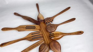 GL Wooden Cooking Utensil Set Non-stick Pan Kitchen Tool Wooden Cooking Spoons and Spatulas Wooden Spoons for Cooking Salad Fork