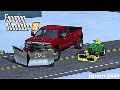 First Snow Of The Season! | Plowing Snow With Boss DXT V Plow & Duramax | JD Tractor & Blower | FS19