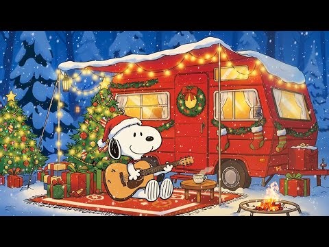 Snoopy's Winter Guitar Night 🎶 Chill Lofi Beats for Study & Sleep ☕ Cozy Christmas Lofi