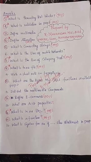 Expected 12th std Computer Applications Questions