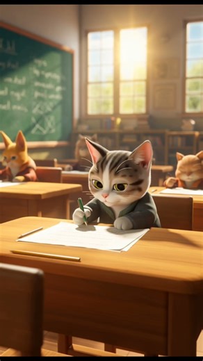 🐾 Cat Writing Exam in Classroom | #shortsfeed #viral #cat