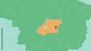 Mapa de Brasil con división política resaltando la capital del país Brasilia.