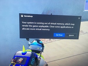 System Running out of virtual memory/gameloop/application solution 100%