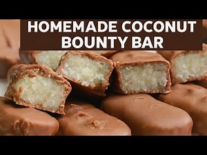 Homemade Bounty Chocolate Bar Recipe For Kids | Just 4 Ingredients | Chocolate Bounty Coconut Bars