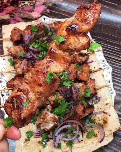 шашлык в домашних условиях, быстро и легко, курица, простой рецепт