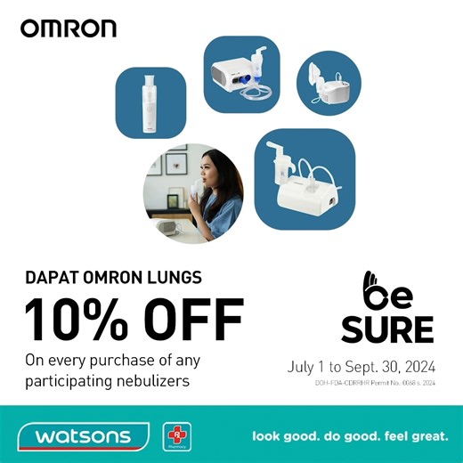 528 reactions · 9 comments | For your respiratory needs, choose from the wide array of #OMRON Nebulizers. Get a 10% discount on your purchase of select nebulizers when you buy yours on #Watsons from July 1 to September 30, 2024. #BeSurewithOMRON | Omron Healthcare | Facebook