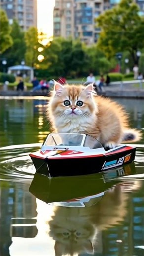 Cute cats riding a boat RC