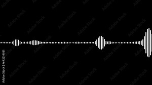 A graphic loop of rhythmic audio frequency sound waves in the background.