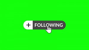Follow Button Animation with Click Hand on Green Screen