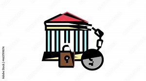 bankruptcy poverty problem animated color icon. bankruptcy poverty problem sign. isolated on white background