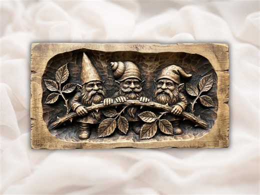 3 Gnomes 3D Relief STL | CNC Router Wood Carving File | Funny Garden Gnome Wall Panel | Laser Engraving & 3D Print Digital Download - Etsy