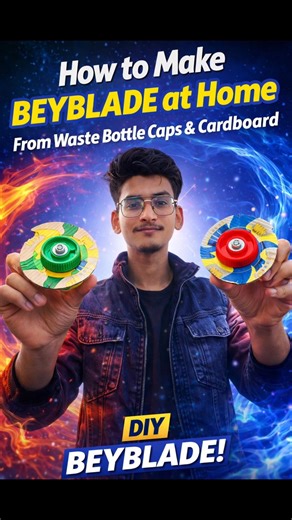 How to make beyblade at home from waste bottle caps and cardboard #shorts #papercraft #ytshorts