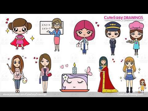 How to Draw Women's in Various Profession - Women's Day Special | 80 Minutes of non stop Drawing