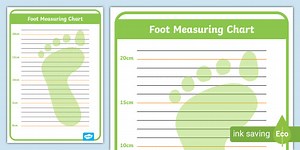Shoe Shop Role Play Foot Measuring Chart