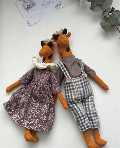 Handmade Linen Giraffe Plush Toy: Personalized Doll, Eco Friendly Baby Gift - Etsy