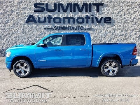 HYDRO BLUE 2020 RAM 1500 CREW LARAMIE SPORT LEVEL 1 WALK AROUND REVIEW 20T87 SOLD! SUMMITAUTO.com