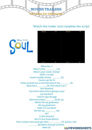 Movie trailer worksheet