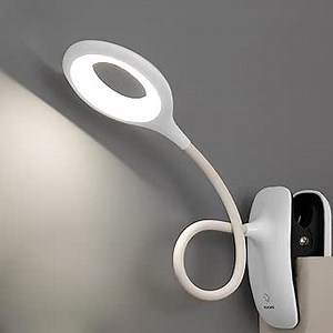 Clip On Reading Light for Bed Headboard, USB Rechargeable Clip Lamp for Dorm Room Essentials, Touch Dim, 3 Colors, Eye Protect Desk Lamp for College Dorm Room, White