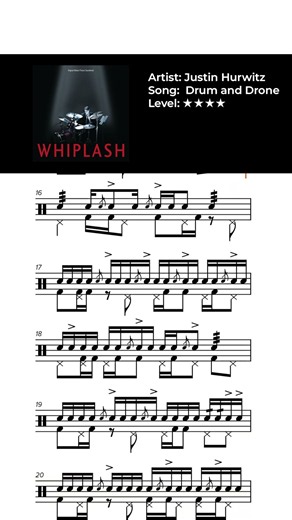 Justin Hurwitz - Drum and Drone Drum Score #drumscore #drumtranscription #whiplash #drumsheetmusic