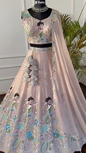 Pastal Cream color Sequence Thead Embroidery work Designer Lehenga choli #lehengalove #lehengacholi | BL Fabric