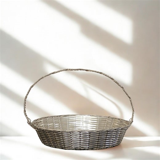 Vintage Silver Basket Table Centerpiece Decoration Farmhouse Decor French Style Metal Container Storage Solution Elegant Display Oval - Etsy