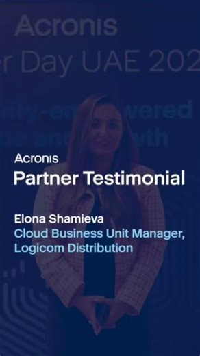 "With Acronis' products, we can extend our portfolio and our partner's portfolios, contributing to their cloud or multi-cloud services that they can provide to their customers. It is a huge impact," shares our partner Elona Shamieva from Logicom Distribution. 🤝 Helping our partners help others reinforce their data protection and cybersecurity is what we do. Start your journey with us today ➡️ https://www.acronis.com/ | Acronis