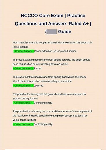 NCCCO Core Exam Practice Questions and Answers Rated A Guide200 new video