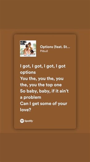 Options #Pitbull #StephenMarley #spotifylyrics #sharelyrics #foryou #fyp #fypシ
