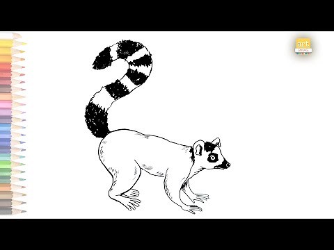 Lemur outline drawing 01 / How to draw A Lemur drawing step by step / #artjanag