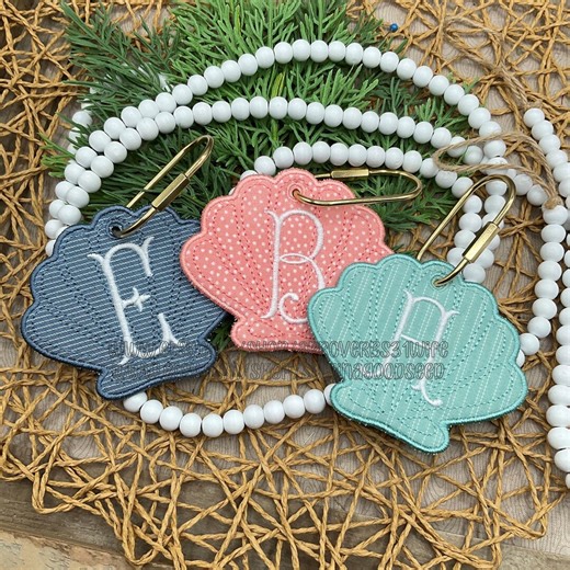 ITH Seashell Bag Tag Embroidery Design | Beach Tote Name Tag | ITH Gift Tag | PUFF Foam Machine Embroidery Design 5 Sizes 4x4 5x7 6x10 - Etsy