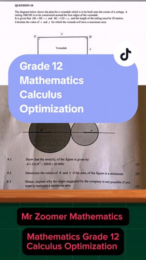 Calculus Optimization in Grade 12 Mathematics