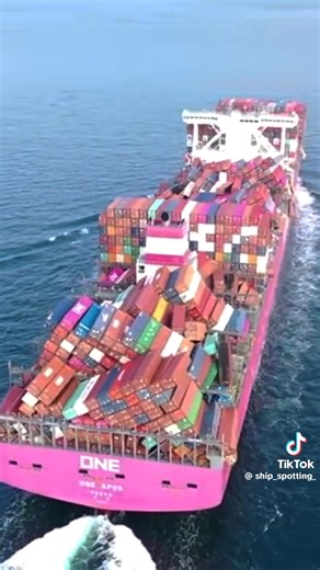 3.3K views · 45 reactions | The ONE Apus is a 14,000 TEU container ship. In 2020, it lost approximately 1,816 containers overboard in the Pacific Ocean, the largest loss of containers in transport since 2013. | Shipwrecks & Ships | Facebook