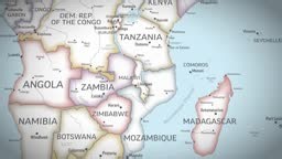 Malawi - Zoom on World Map. Animated Shape Map of Malawi. 4K Video...