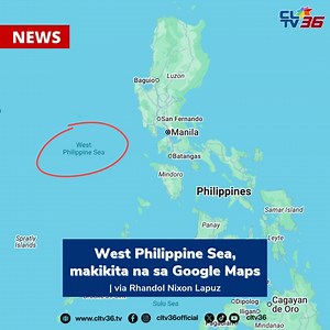 WEST PHILIPPINE SEA, MAKIKITA NA SA GOOGLE MAPS Nakikita na sa Google Maps ang karagatan sa kanlurang bahagi ng bansa bilang West Philippine Sea simula ngayong Lunes, April 14. Matatandaan na noong 2016, kinilala ng Permanent Court of Arbitration sa The Hague ang West Philippine Sea bilang parte ng Exclusive Economic Zone (EEZ) ng Pilipinas. | via Rhandol Nixon Lapuz, CLTV36 News intern #CLTV36News #CLTV36NewsBites #CLTV36NewsDigital | CLTV36 News