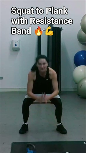 Squat to Plank with Resistance Band #resistancebandworkout #fullbodyworkout #coreworkout