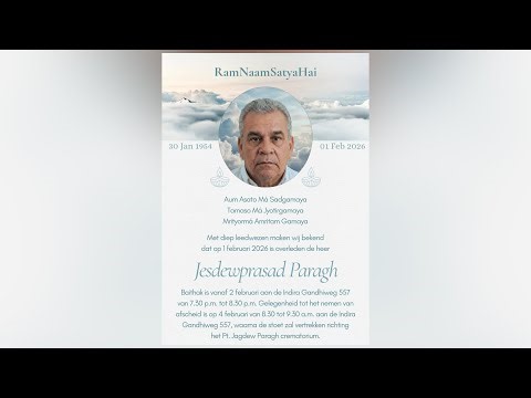 De uitvaartdienst en crematie van Jesdewprasad Paragh. Woensdag 4 feb. 2026.