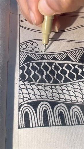 Day 9/30 Black & White Art Therapy | Drawing My Thoughts in Patterns #shorts #art #viral #trending