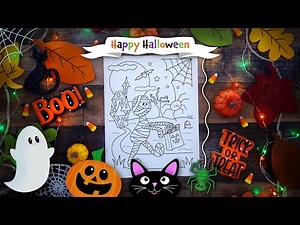 🧡🖤HAPPY HALLOWEEN 🎃👻Coloring Pages for Kids | Halloween Coloring Video 💚Cute MUMMY