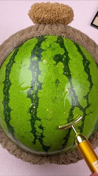 Satisfying Makeup on Watermelon ASMR🍉#shorts#makeupsatisfying#makeuptutorial#makeuphaul#mannequin