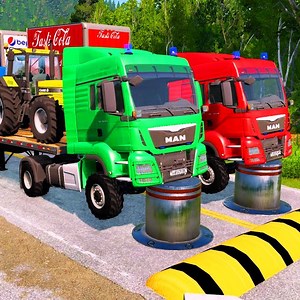 6K views · 74 reactions | Double Flatbed Trailer Truck vs Speed Bumps Busses vs Speed Bumps - Beamng Drive (97) | AHM GTA | Facebook