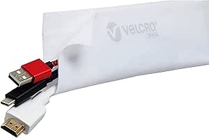 VELCRO Brand Mountable Cable Management Sleeve | Cord Hider Mounts on Walls or Desk | Pefect Wire Organizer for Home or Office | Removable Damage Free Adhesive | 12in White, 2pk, 12in - 2Pk